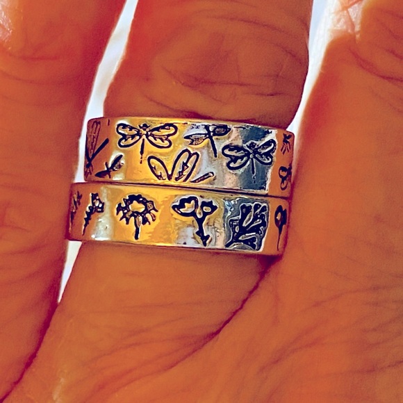 Unknown Jewelry - NWT SS Ring’s Nature Poetry-Two Styles- 1) Dragonfly Sz-6, 2) Wildflowers Sz-7&8